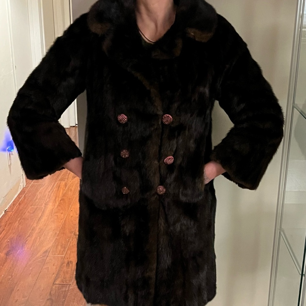 Vintage 1960s Dark Brown Mink Fur Coat